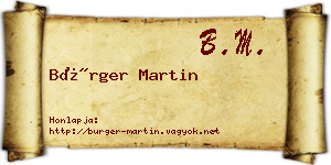 Bürger Martin névjegykártya