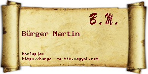 Bürger Martin névjegykártya